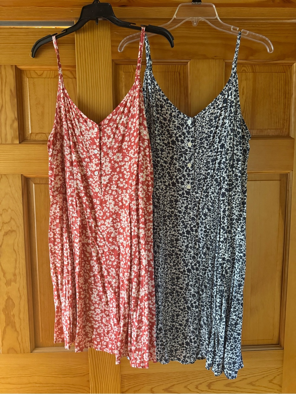 GAP Floral Slip Dress Duo — Coral White & Navy White